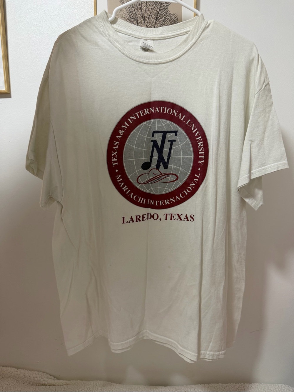 Gildan White Short Sleeve Tee with Maroon & Navy University Crest